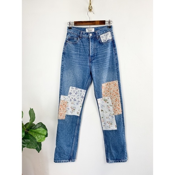 Reformation Denim - Reformation Floral Patchwork High Waist Button Fly Jeans Sz 23